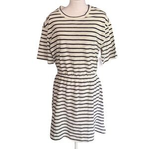 Old Navy Striped Tee Shirt Cotton Dress Elastic Waist Short Sleeve NWT Sz M